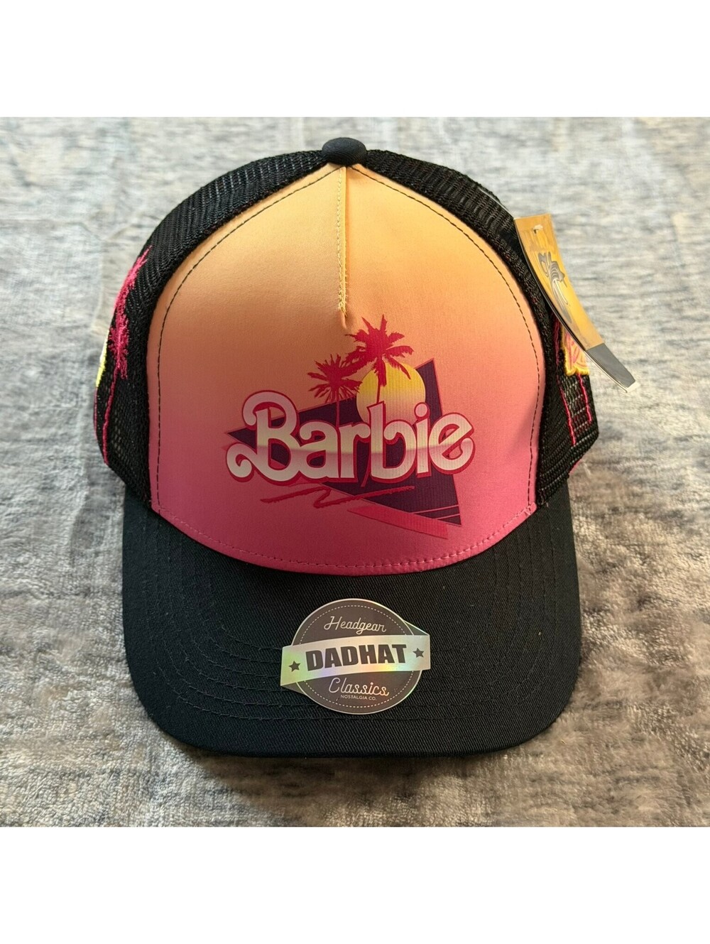 Headgear Classics Barbie Retro Trucker Hat Men's OS Yellow Pink Snapback